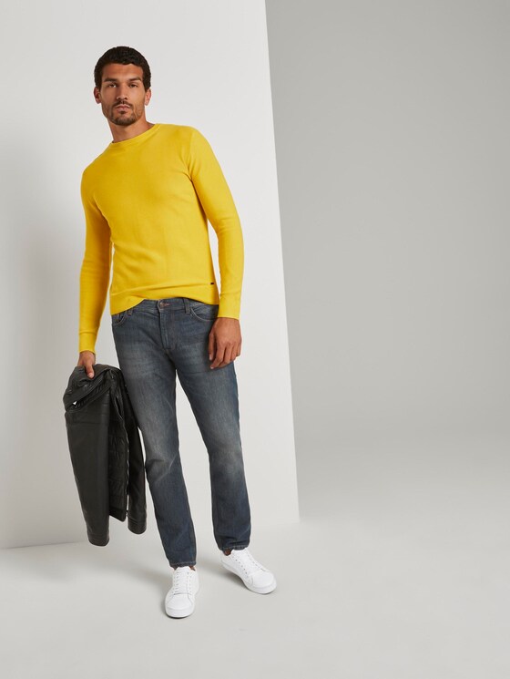 Pullover mit Streifenstruktur - Männer - Californian Yellow Pullover mit Streifenstruktur - Männer - Californian Yellow - 3 - TOM TAILOR