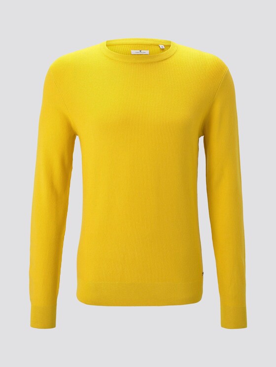 Pullover mit Streifenstruktur - Männer - Californian Yellow Pullover mit Streifenstruktur - Männer - Californian Yellow - 7 - TOM TAILOR