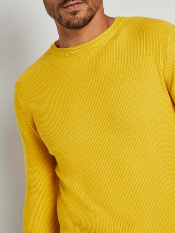 Pullover mit Streifenstruktur - Männer - Californian Yellow Pullover mit Streifenstruktur - Männer - Californian Yellow - 9 - TOM TAILOR