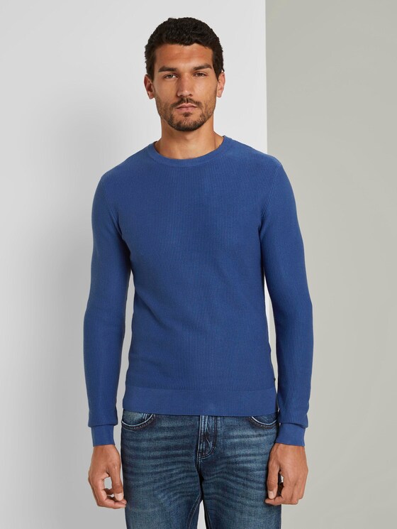 Pullover mit Streifenstruktur - Männer - after dark blue Pullover mit Streifenstruktur - Männer - after dark blue - 1 - TOM TAILOR