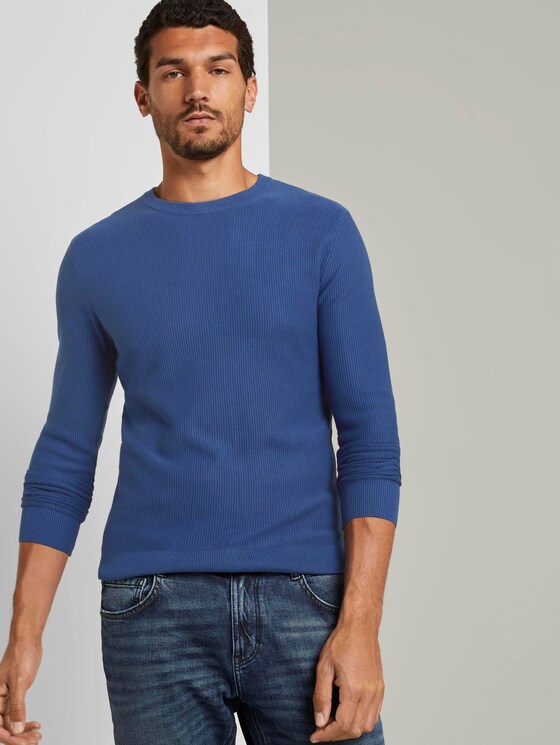 Pullover mit Streifenstruktur - Männer - after dark blue Pullover mit Streifenstruktur - Männer - after dark blue - 5 - TOM TAILOR