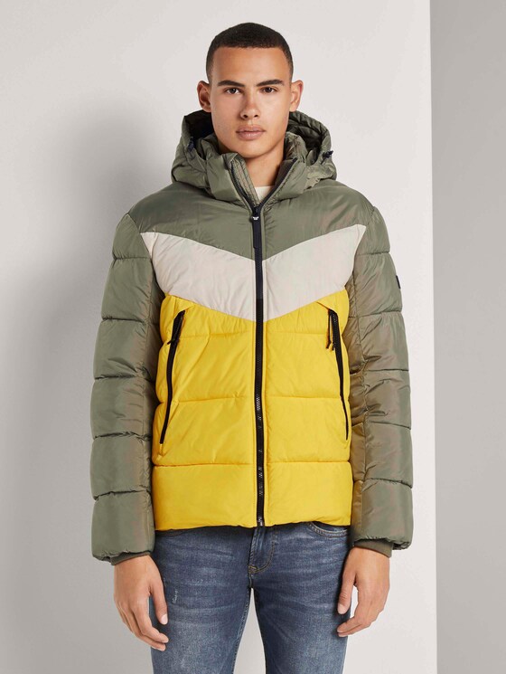 Puffer jacket with a detachable hood - Men - tri color colorblock Puffer jacket with a detachable hood - Men - tri color colorblock - 1 - TOM TAILOR Denim