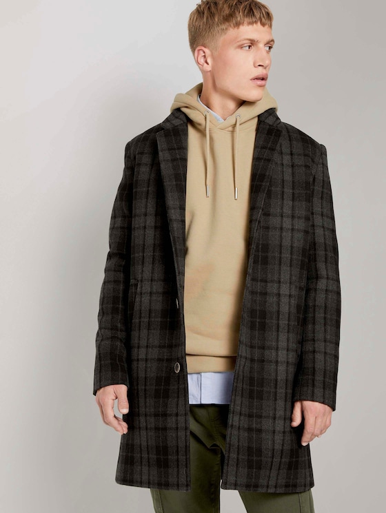 Modern wool-blend coat - Men - dark grey black check - 5 - TOM TAILOR Denim