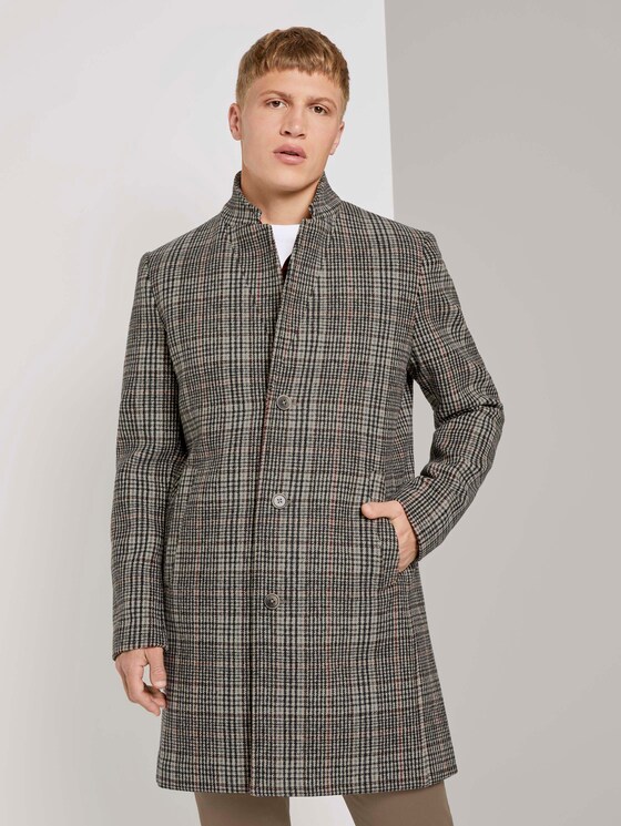 Moderner Mantel aus Wollgemisch - Männer - beige rust check Moderner Mantel aus Wollgemisch - Männer - beige rust check - 1 - TOM TAILOR Denim