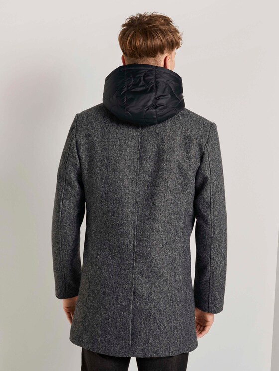 Wollmantel mit abnehmbarem Kapuzeneinsatz - Männer - grey melange twill Wollmantel mit abnehmbarem Kapuzeneinsatz - Männer - grey melange twill - 2 - TOM TAILOR Denim