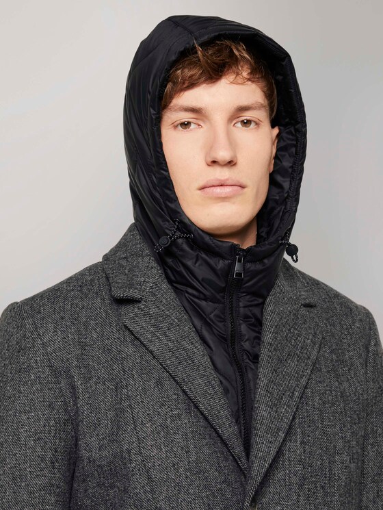 Wollmantel mit abnehmbarem Kapuzeneinsatz - Männer - grey melange twill Wollmantel mit abnehmbarem Kapuzeneinsatz - Männer - grey melange twill - 9 - TOM TAILOR Denim