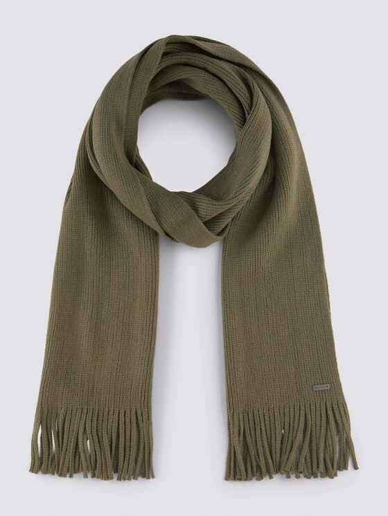 Gerippter Schal mit Fransen - Männer - Olive Night Green Gerippter Schal mit Fransen - Männer - Olive Night Green - 7 - TOM TAILOR