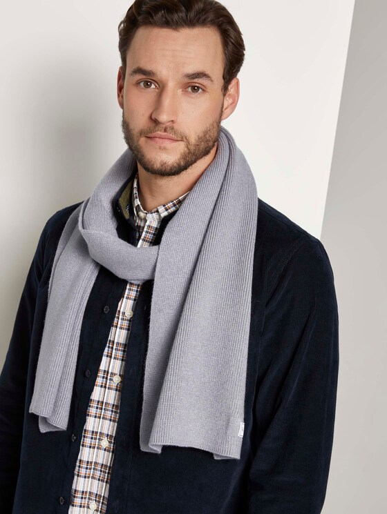 Weicher Schal in Ripp-Struktur - Männer - Knit Grey Melange Weicher Schal in Ripp-Struktur - Männer - Knit Grey Melange - 5 - TOM TAILOR