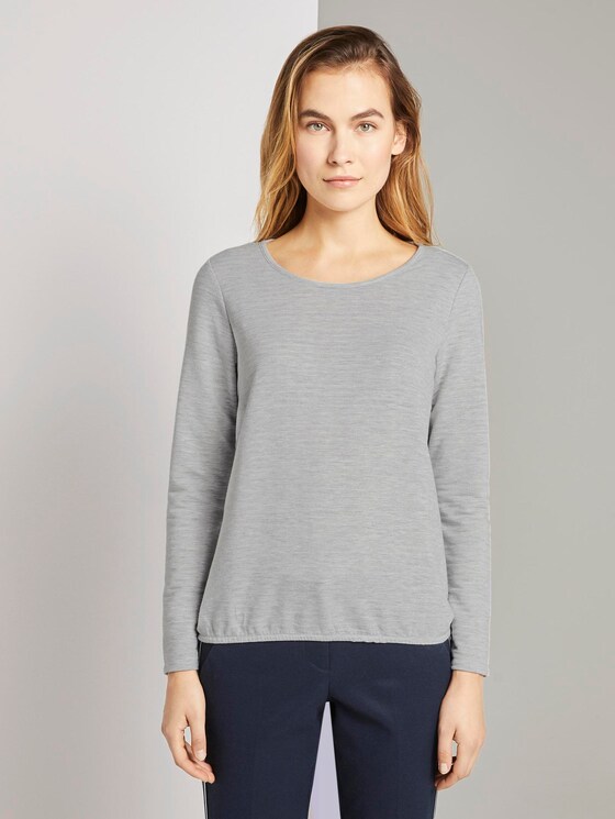 Gestreiftes Langarmshirt - Frauen - grey marl scar stripe Gestreiftes Langarmshirt - Frauen - grey marl scar stripe - 1 - TOM TAILOR