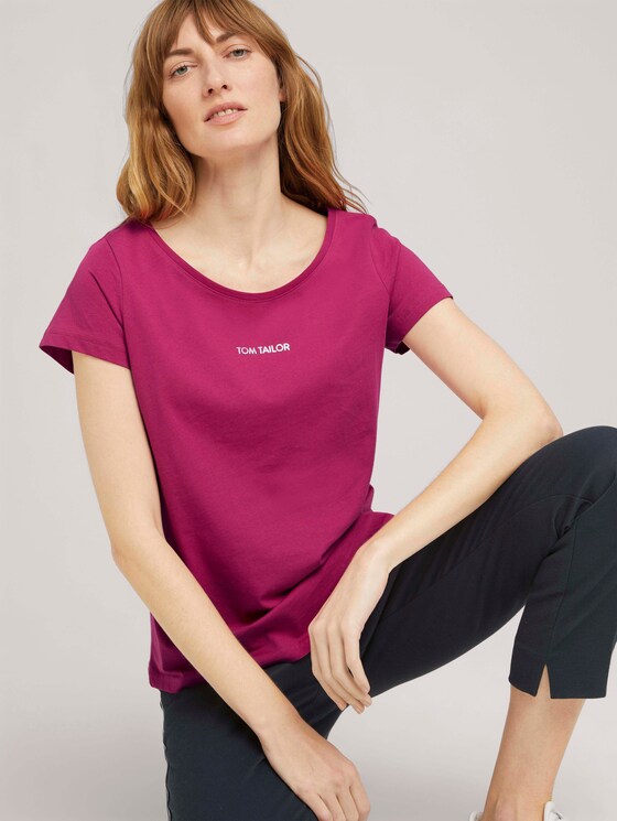 T-Shirt mit Logo Print - Frauen - Cherry Granita T-Shirt mit Logo Print - Frauen - Cherry Granita - 5 - TOM TAILOR