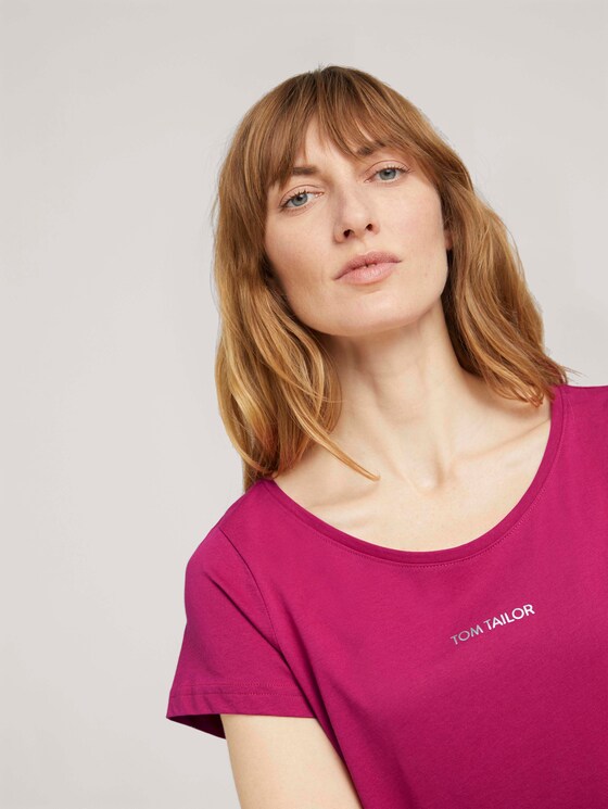T-Shirt mit Logo Print - Frauen - Cherry Granita T-Shirt mit Logo Print - Frauen - Cherry Granita - 9 - TOM TAILOR