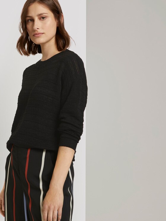Pullover mit Strickmuster - Frauen - Deep Black Pullover mit Strickmuster - Frauen - Deep Black - 5 - TOM TAILOR Denim