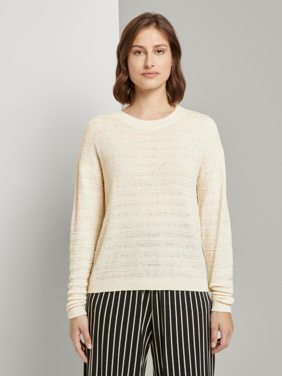 Pullover mit Strickmuster - Frauen - soft creme beige Pullover mit Strickmuster - Frauen - soft creme beige - 1 - TOM TAILOR Denim