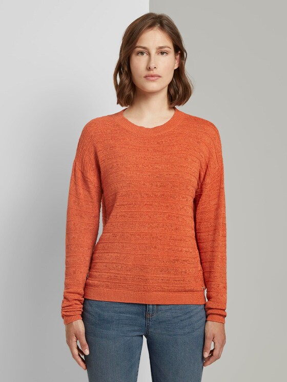 Pullover mit Strickmuster - Frauen - burnt coral Pullover mit Strickmuster - Frauen - burnt coral - 1 - TOM TAILOR Denim
