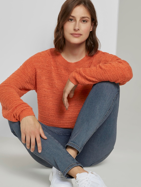 Pullover mit Strickmuster - Frauen - burnt coral Pullover mit Strickmuster - Frauen - burnt coral - 5 - TOM TAILOR Denim