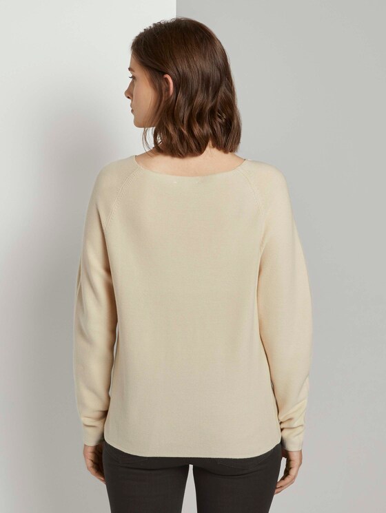 Strukturierter Pullover mit Raglan-Ärmeln - Frauen - soft creme beige Strukturierter Pullover mit Raglan-Ärmeln - Frauen - soft creme beige - 2 - TOM TAILOR Denim