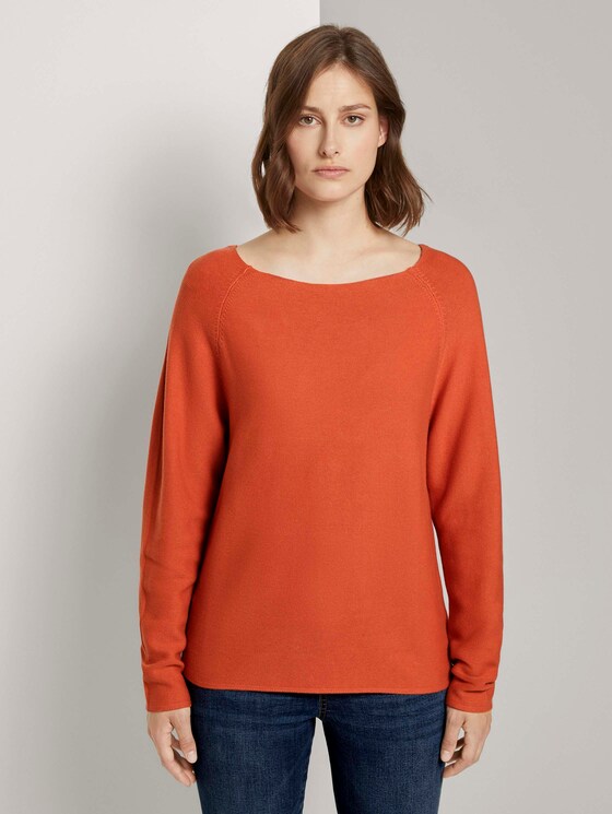 Strukturierter Pullover mit Raglan-Ärmeln - Frauen - burnt coral Strukturierter Pullover mit Raglan-Ärmeln - Frauen - burnt coral - 1 - TOM TAILOR Denim