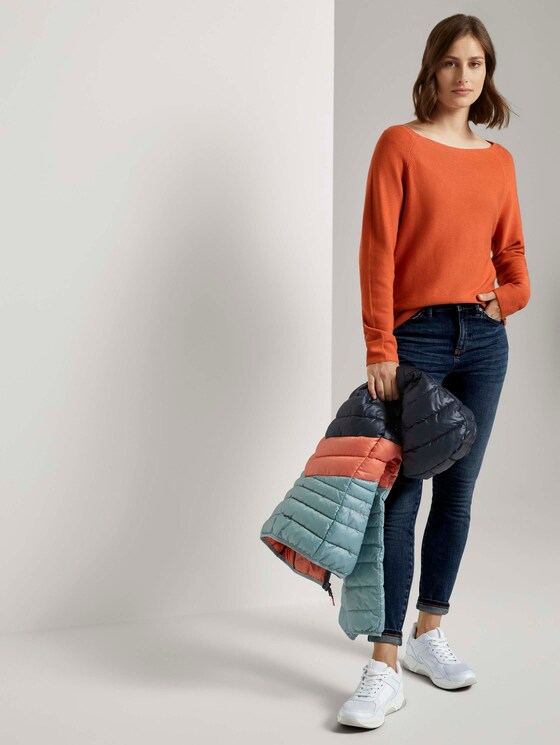 Strukturierter Pullover mit Raglan-Ärmeln - Frauen - burnt coral Strukturierter Pullover mit Raglan-Ärmeln - Frauen - burnt coral - 3 - TOM TAILOR Denim