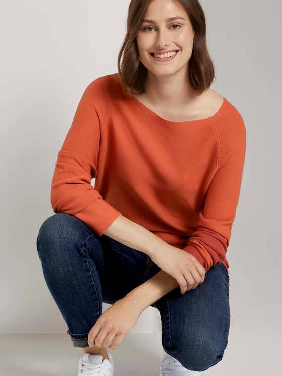 Strukturierter Pullover mit Raglan-Ärmeln - Frauen - burnt coral Strukturierter Pullover mit Raglan-Ärmeln - Frauen - burnt coral - 5 - TOM TAILOR Denim
