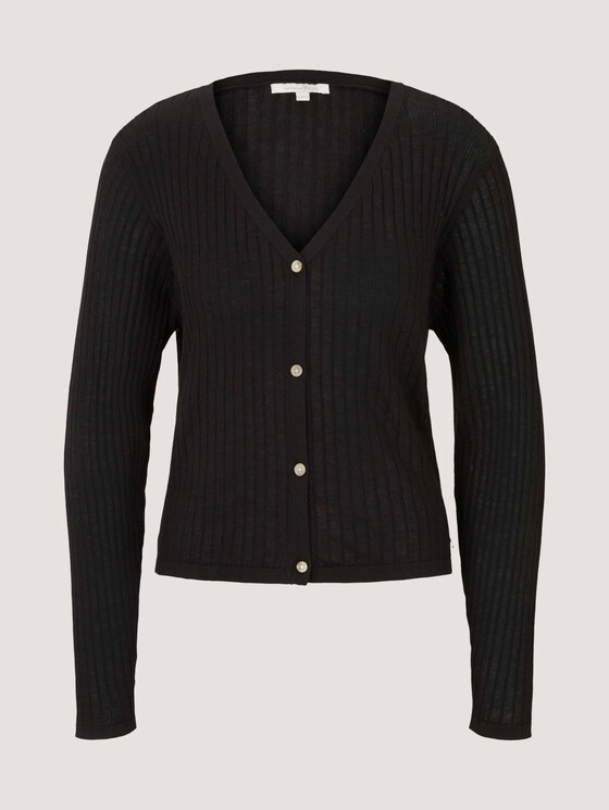 Cardigan mit Ripp-Struktur - Frauen - deep black Cardigan mit Ripp-Struktur - Frauen - deep black - 7 - TOM TAILOR Denim