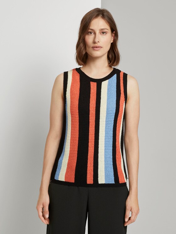 Ärmelloser Strickpullover mit Streifenmuster - Frauen - multcolor vertical stripe Ärmelloser Strickpullover mit Streifenmuster - Frauen - multcolor vertical stripe - 1 - TOM TAILOR Denim