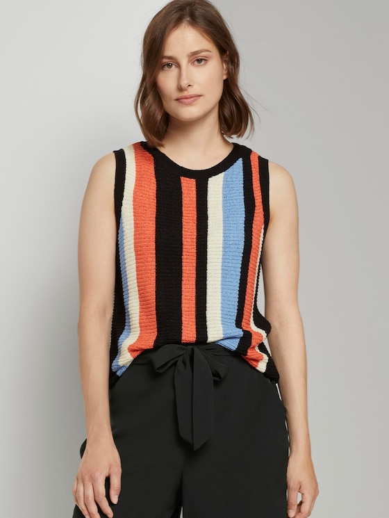 Ärmelloser Strickpullover mit Streifenmuster - Frauen - multcolor vertical stripe Ärmelloser Strickpullover mit Streifenmuster - Frauen - multcolor vertical stripe - 5 - TOM TAILOR Denim