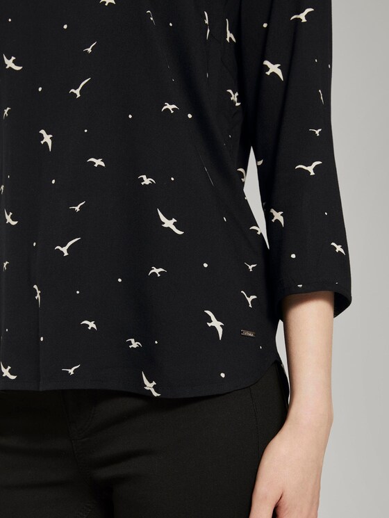Gemusterte Bluse mit U-Boot-Ausschnitt - Frauen - black seagull print Gemusterte Bluse mit U-Boot-Ausschnitt - Frauen - black seagull print - 10 - TOM TAILOR Denim