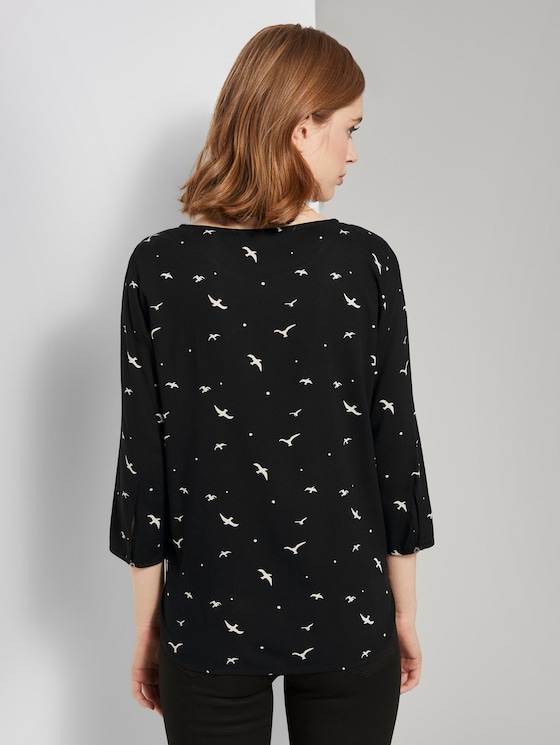 Gemusterte Bluse mit U-Boot-Ausschnitt - Frauen - black seagull print Gemusterte Bluse mit U-Boot-Ausschnitt - Frauen - black seagull print - 2 - TOM TAILOR Denim