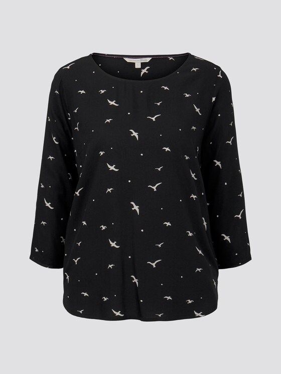 Gemusterte Bluse mit U-Boot-Ausschnitt - Frauen - black seagull print Gemusterte Bluse mit U-Boot-Ausschnitt - Frauen - black seagull print - 7 - TOM TAILOR Denim