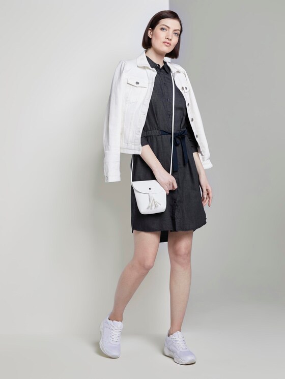 Kurzes Hemdkleid mit Bindegürtel - Frauen - navy small grid Kurzes Hemdkleid mit Bindegürtel - Frauen - navy small grid - 3 - TOM TAILOR Denim