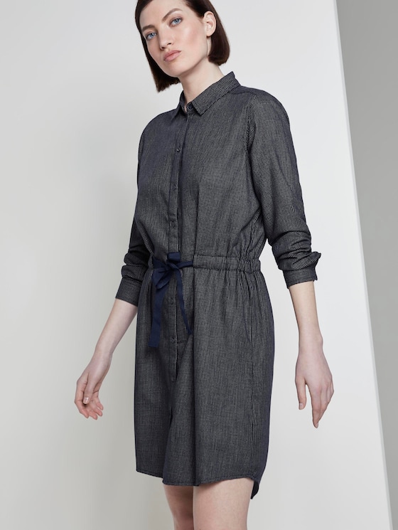 navy blue shirt dress with belt