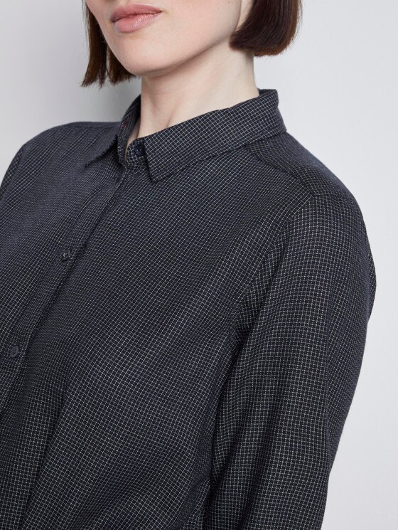 Kurzes Hemdkleid mit Bindegürtel - Frauen - navy small grid Kurzes Hemdkleid mit Bindegürtel - Frauen - navy small grid - 9 - TOM TAILOR Denim