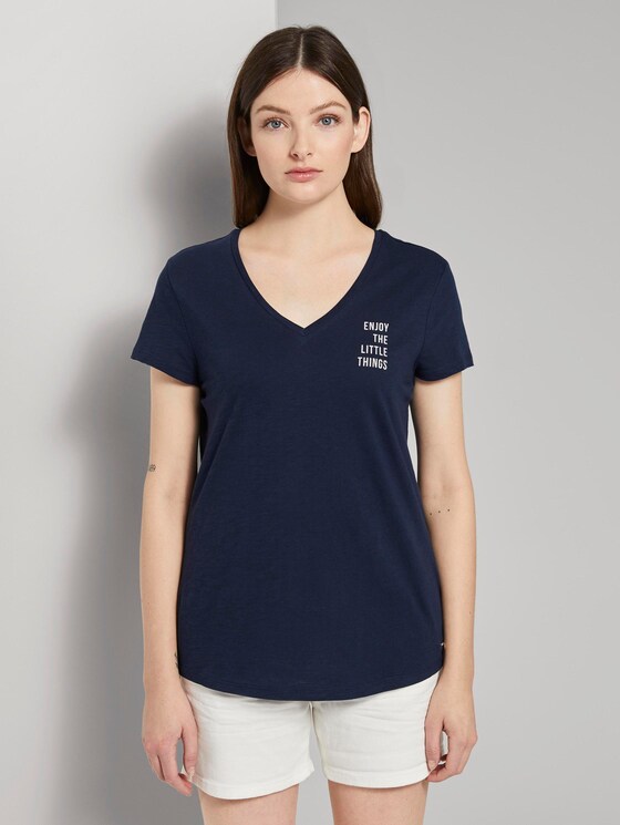T-Shirt mit kleinem Print - Frauen - Real Navy Blue T-Shirt mit kleinem Print - Frauen - Real Navy Blue - 1 - TOM TAILOR Denim