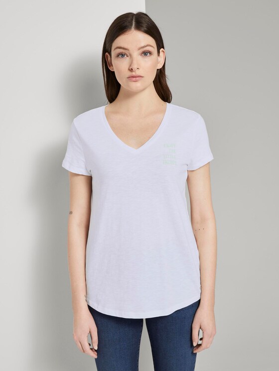 T-Shirt mit kleinem Print - Frauen - White T-Shirt mit kleinem Print - Frauen - White - 1 - TOM TAILOR Denim