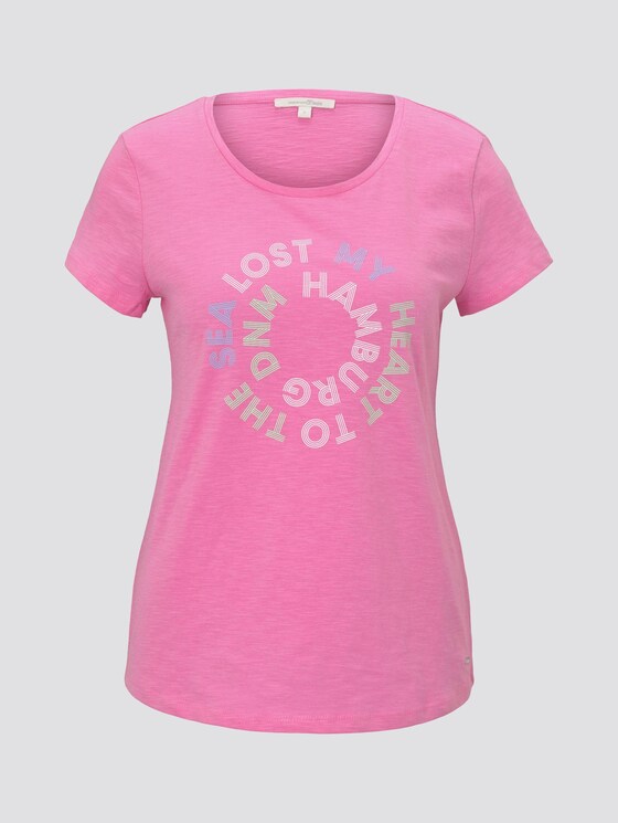 T-shirt with a letter print - Women - wild orchid pink T-shirt with a letter print - Women - wild orchid pink - 7 - TOM TAILOR Denim