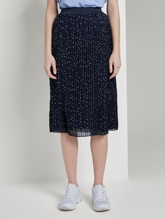 Gepunkteter Plissée-Midirock - Frauen - dark blue minimal Gepunkteter Plissée-Midirock - Frauen - dark blue minimal - 1 - TOM TAILOR Denim
