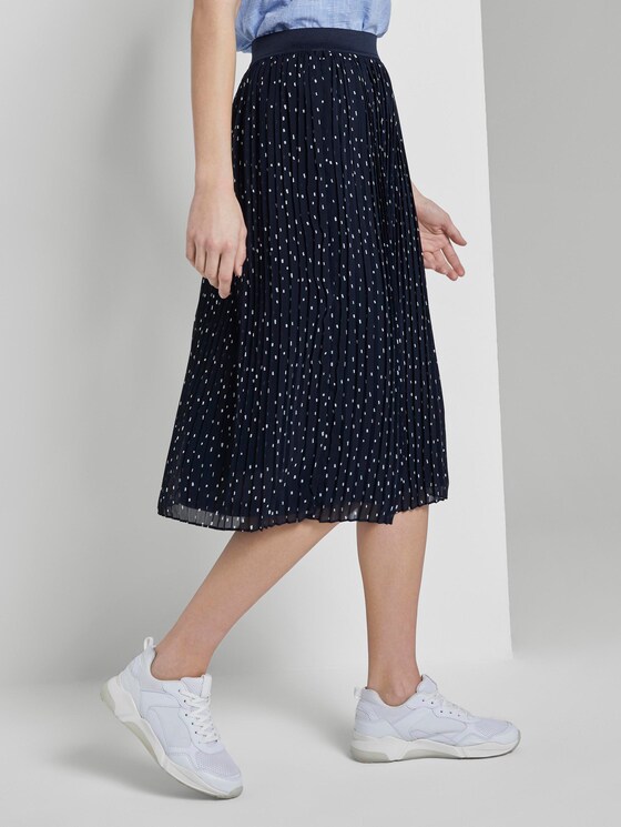 Gepunkteter Plissée-Midirock - Frauen - dark blue minimal Gepunkteter Plissée-Midirock - Frauen - dark blue minimal - 11 - TOM TAILOR Denim