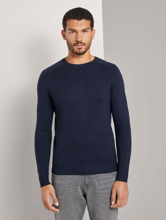 Strickpullover mit Raglanärmeln - Männer - Dark Blue Strickpullover mit Raglanärmeln - Männer - Dark Blue - 1 - TOM TAILOR