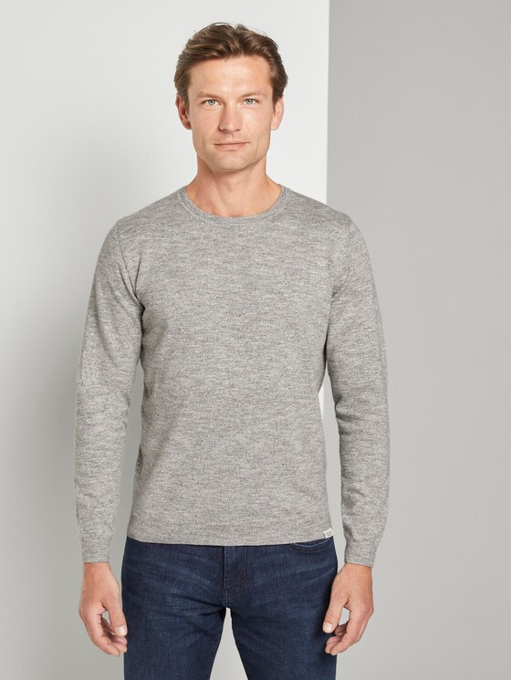 Melierter Pullover - Männer - light grey white mouline Melierter Pullover - Männer - light grey white mouline - 1 - TOM TAILOR