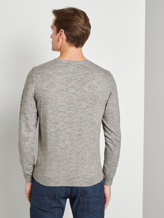 Melierter Pullover - Männer - light grey white mouline Melierter Pullover - Männer - light grey white mouline - 2 - TOM TAILOR