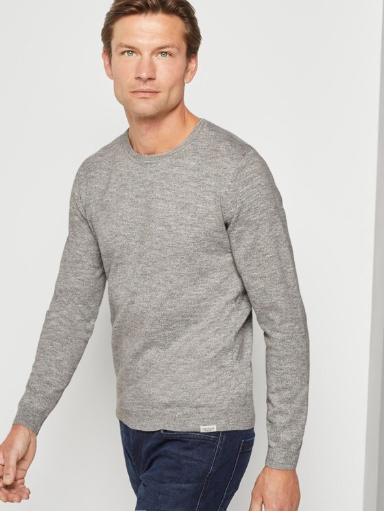Melierter Pullover - Männer - light grey white mouline Melierter Pullover - Männer - light grey white mouline - 5 - TOM TAILOR