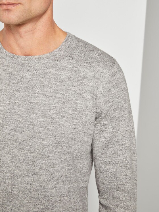 Melierter Pullover - Männer - light grey white mouline Melierter Pullover - Männer - light grey white mouline - 9 - TOM TAILOR