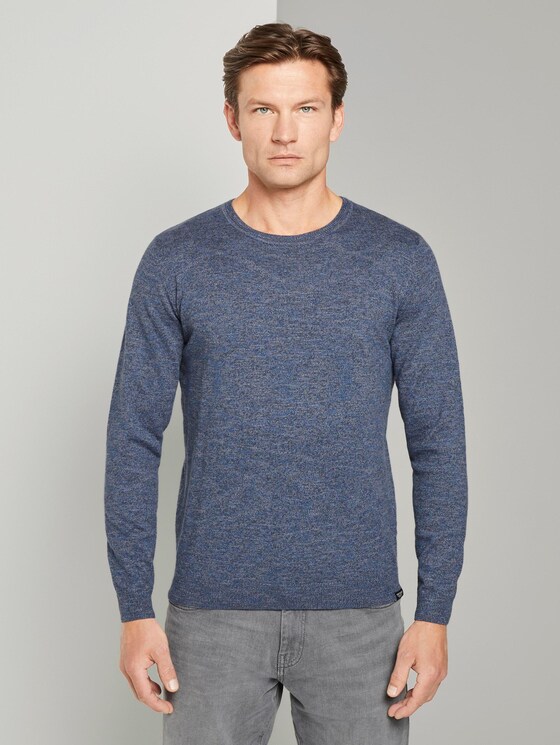 Melierter Pullover - Männer - blue navy mouline Melierter Pullover - Männer - blue navy mouline - 1 - TOM TAILOR