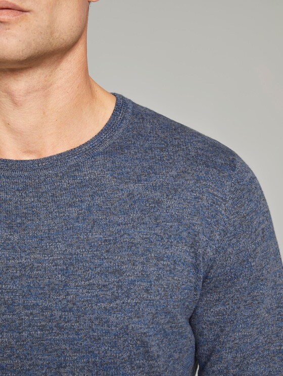 Melierter Pullover - Männer - blue navy mouline Melierter Pullover - Männer - blue navy mouline - 9 - TOM TAILOR