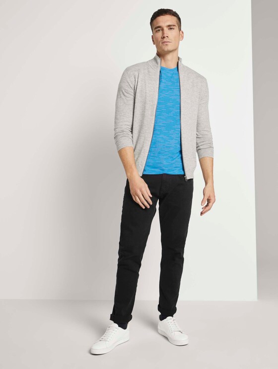 Melierte Strickjacke mit Stehkragen mit recyceltem Polyester - Männer - light grey white mouline Melierte Strickjacke mit Stehkragen mit recyceltem Polyester - Männer - light grey white mouline - 3 - TOM TAILOR