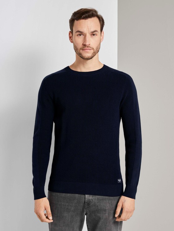 Strickpullover mit Ärmeldetail - Männer - Dark Blue Strickpullover mit Ärmeldetail - Männer - Dark Blue - 1 - TOM TAILOR