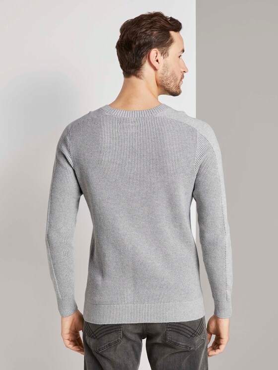 Strickpullover mit Ärmeldetail - Männer - Light Stone Grey Melange Strickpullover mit Ärmeldetail - Männer - Light Stone Grey Melange - 2 - TOM TAILOR