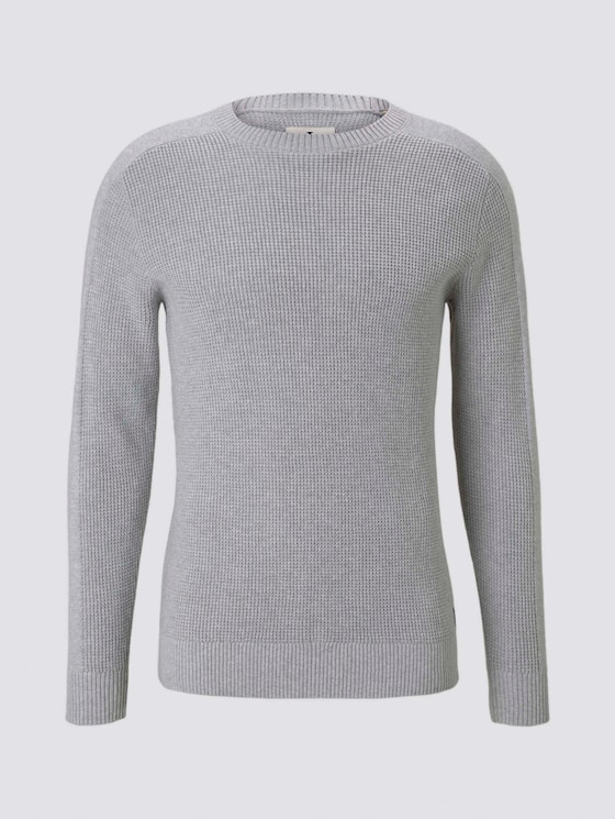 Strickpullover mit Ärmeldetail - Männer - Light Stone Grey Melange Strickpullover mit Ärmeldetail - Männer - Light Stone Grey Melange - 7 - TOM TAILOR
