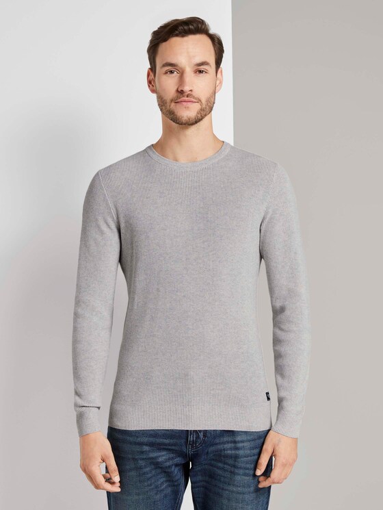 Multicolored Pullover - Männer - light grey white mouline Multicolored Pullover - Männer - light grey white mouline - 1 - TOM TAILOR