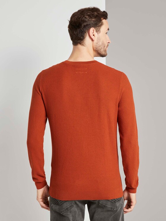 Fein strukturierter Pullover - Männer - Ginger Orange Fein strukturierter Pullover - Männer - Ginger Orange - 2 - TOM TAILOR